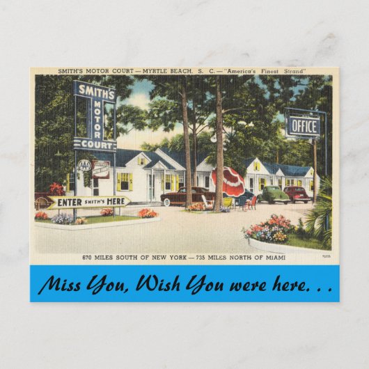 South Carolina, Smith's Motor Court, Myrtle Beach Briefkaart (Voorkant)