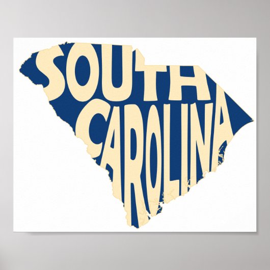 South Carolina, staatsnaam Word Art Yellow Poster (Voorkant)