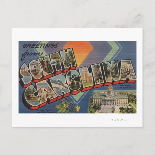 South Carolina (State Capital/Flower) Briefkaart (Voorkant)