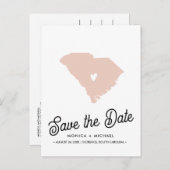 SOUTH CAROLINA State Destination Weduwing ANY COLO Aankondigingskaart (Voorkant / Achterkant)