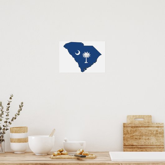 South Carolina State Flag and Map Poster (Keuken)