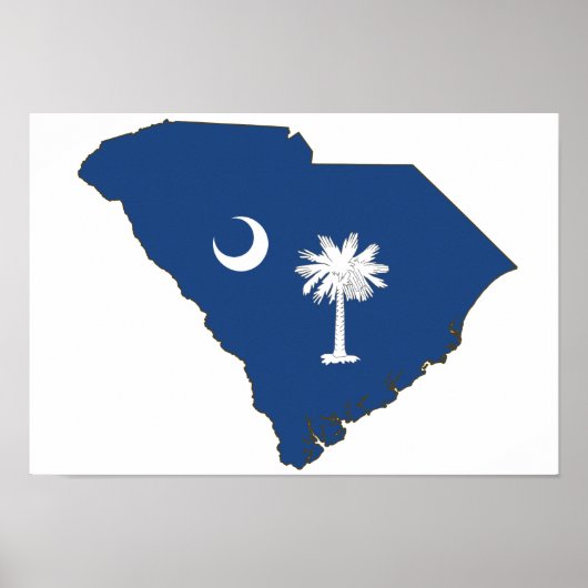 South Carolina State Flag and Map Poster (Voorkant)