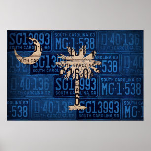 South Carolina State Flag License Bord Art Poster