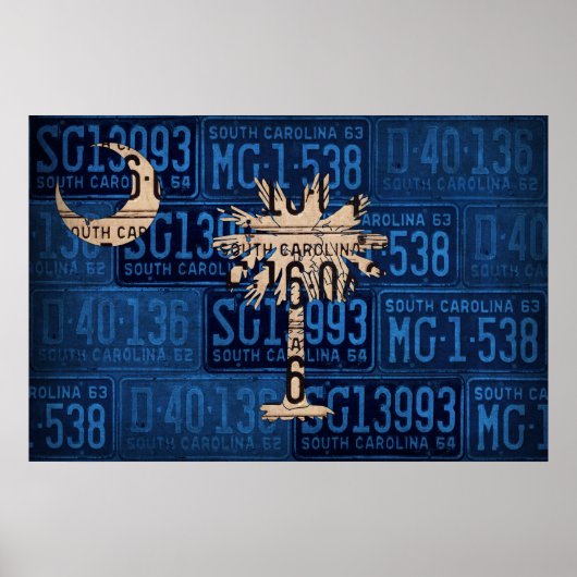 South Carolina State Flag License Bord Art Poster (Voorkant)