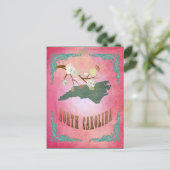  South Carolina State Kaart- Snoep Roze Briefkaart (Staand voorkant)