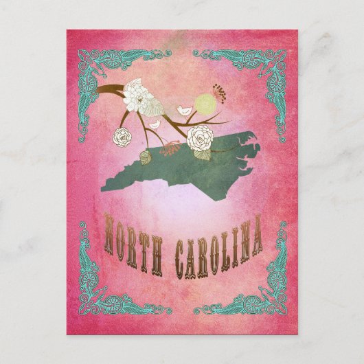  South Carolina State Kaart- Snoep Roze Briefkaart (Voorkant)