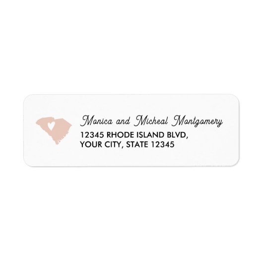 SOUTH CAROLINA State Map met hart - ELK KLEUR Etiket (Voorkant)