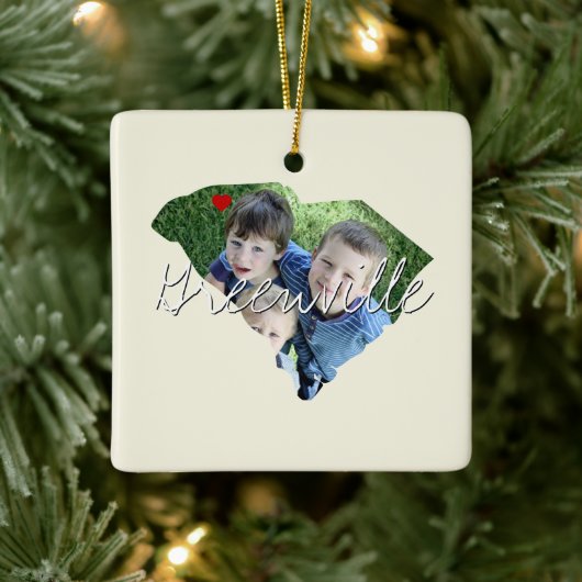 South Carolina State Photo insert and town name Keramisch Ornament (Boom)