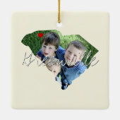 South Carolina State Photo insert and town name Keramisch Ornament (Achterkant)