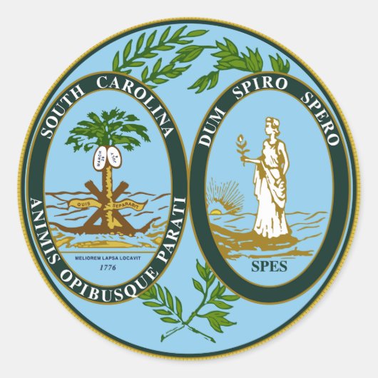 South Carolina State Seal Ronde Sticker (Voorkant)