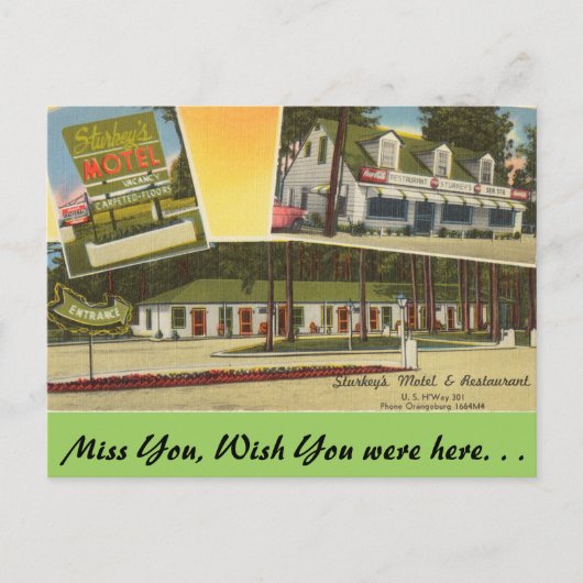 South Carolina, Sturkey's Motel, Orangeburg Briefkaart (Voorkant)