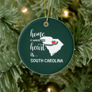 South Carolina thuis is waar het hart ligt Keramisch Ornament
