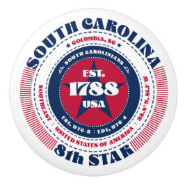 South Carolina US State Rood Wit Blauw Typografie Keramische Knop