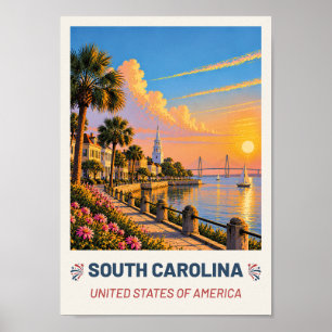 South Carolina USA – Oude Reisposter Poster
