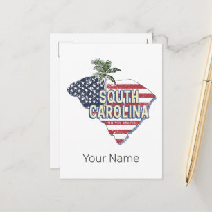 South Carolina Verenigde Staten Retro Kaart Veren