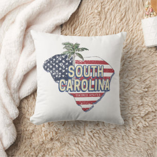South Carolina Verenigde Staten Retro Kaart  Veren Kussen