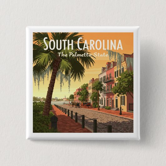  South Carolina Vierkante Button 5,1 Cm (Voorkant)