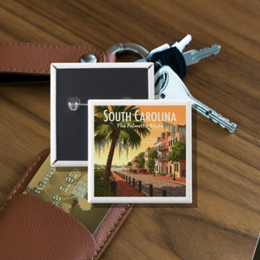  South Carolina Vierkante Button 5,1 Cm