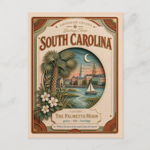 South Carolina Vintage Paper Cut Amerikaanse Arcan Briefkaart