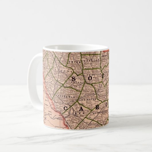 South Carolina Vintage Road Map Mug Koffiemok (Voorkant links)