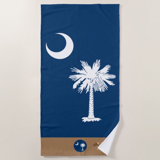 South Carolina vlag & monogrammen / badhanddoek (Voorkant)