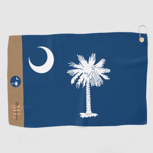 South Carolina vlag & monogrammen / golfhanddoek (Horizontaal)