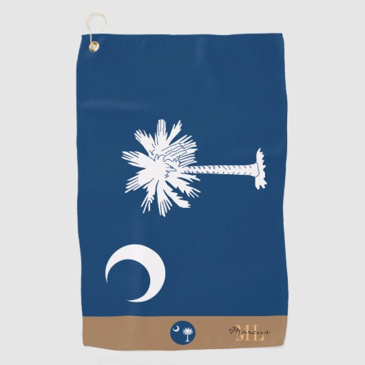 South Carolina vlag & monogrammen / golfhanddoek (Voorkant)