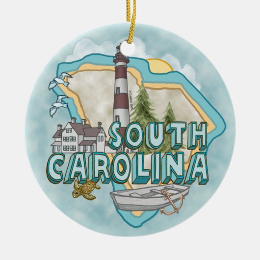 South Carolina Vuurtoren Ornament (Voorkant)