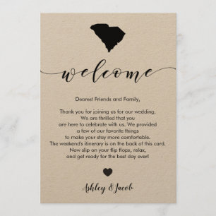 South Carolina Wedding Welcome Letter & Itinerary Programmakaart