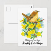 South Carolina Wren Bird Denking of You Briefkaart (Voorkant / Achterkant)