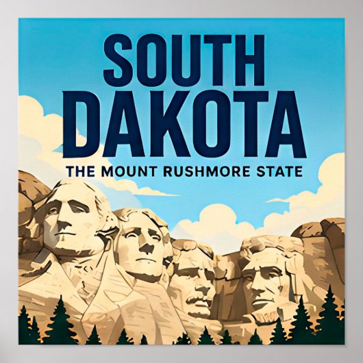 South Dakota Badlands Black Hills Mount Rushmore Poster (Voorkant)