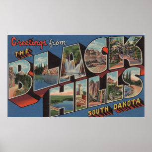 South Dakota - Black Hills - Large Letter Sceners Poster