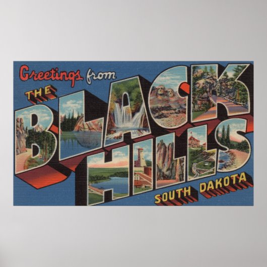 South Dakota - Black Hills - Large Letter Sceners Poster (Voorkant)