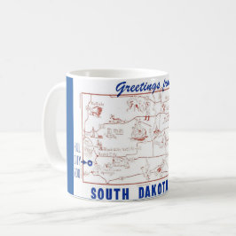South Dakota Blue & White Postcard Map Mok