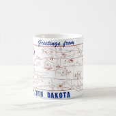 South Dakota Blue & White Postcard Map Mok (Center)
