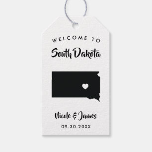 South Dakota bruiloft welkomsttas Labels, kaart Cadeaulabel
