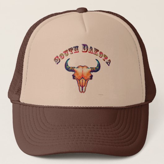 South Dakota Buffalo Skull Design Trucker Pet (Voorkant)