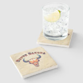 South Dakota Buffalo Skull Leather Kijk uit Stenen Onderzetter (Zijkant)