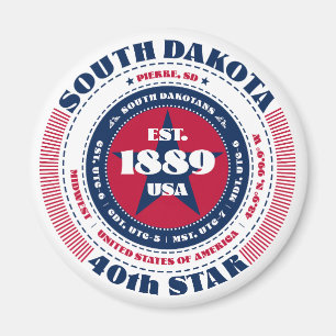 South Dakota Circle Typografie Souvenir Magnet