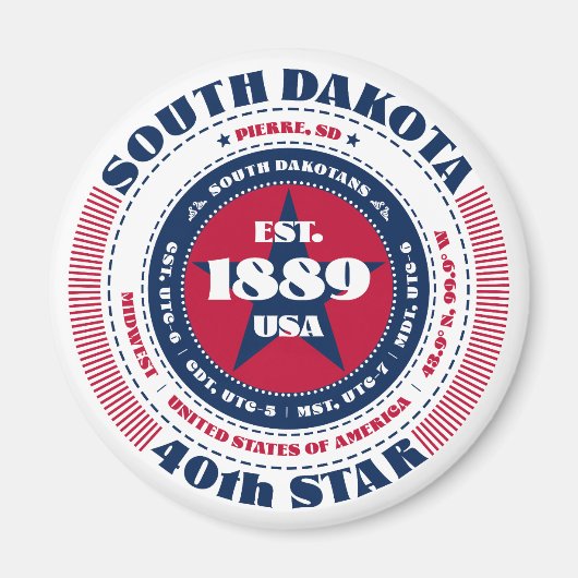 South Dakota Circle Typografie Souvenir Magnet (Voorkant)