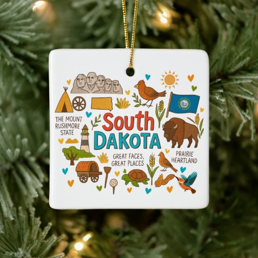 South Dakota Custom Family Trip Keepsake Christmas Keramisch Ornament (Boom)