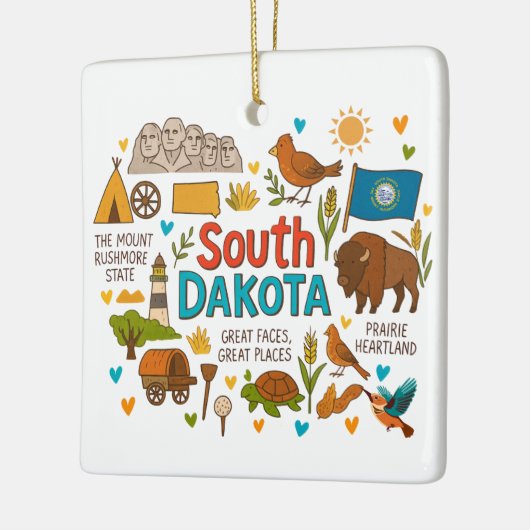 South Dakota Custom Family Trip Keepsake Christmas Keramisch Ornament (Links)