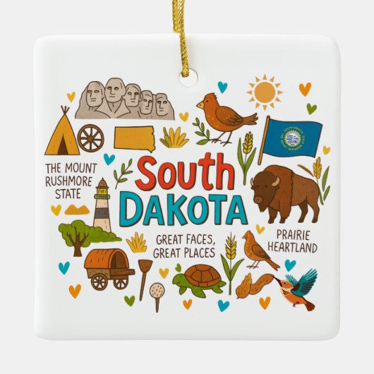 South Dakota Custom Family Trip Keepsake Christmas Keramisch Ornament (Voorkant)