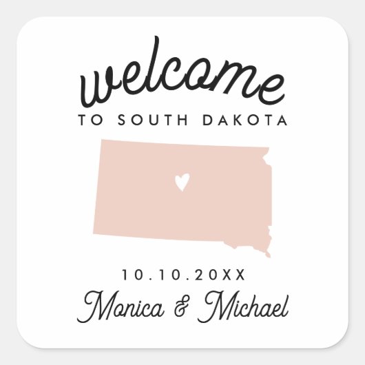 SOUTH DAKOTA Destination Weduwing ANY COLOR Vierkante Sticker (Voorkant)