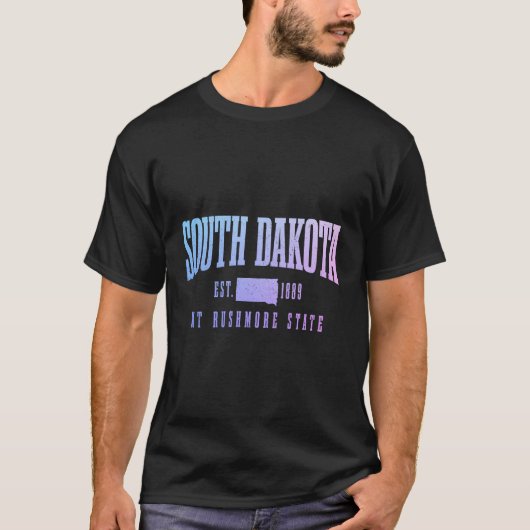 South Dakota Est 1889 Mt Rushmore State Map Pride T-shirt (Voorkant)