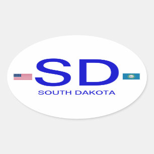 South Dakota* Euro-achtige Bumpersticker Ovale Sticker