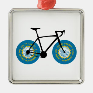 South Dakota Flag Cycling Metalen Ornament