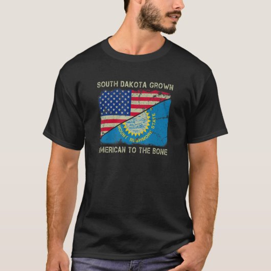 South Dakota Grown American To The Bone Home State T-shirt (Voorkant)