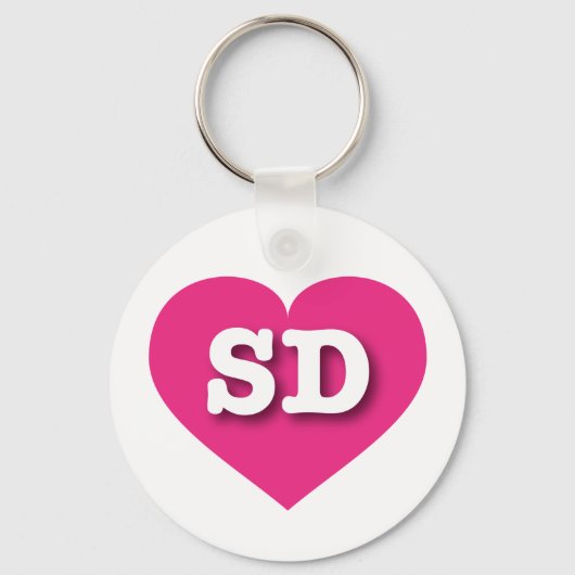 South Dakota Hot Pink Heart - Ik hou van SD Sleutelhanger (Voorkant)