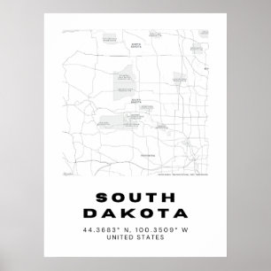 South Dakota kaart ontwerp Poster